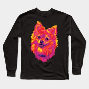 Cute Pomeranian Puppy Dog Digital Painting Long Sleeve T-Shirt